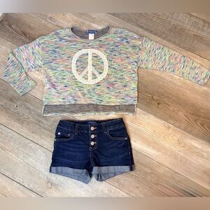 Truly Me Girls Size 10 Rainbow Peace Sign Top Boho Hippie Spring Easter